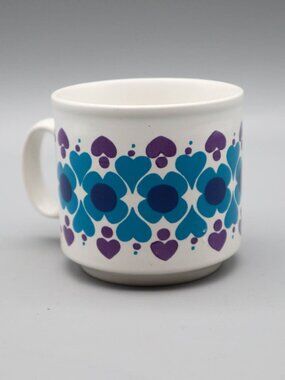Vtg Staffordshire Potteries Coffee Cup Mug  Flower Power Groovy Mod England